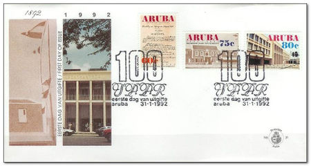 Aruba 1992 Postal Service - Centenary fdc.jpg