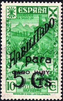 Cape Juby 1941 Spanish Postal Tax Stamps - Postal History - Surcharged and Overprinted "CABO JUBY" 5c on 10c .jpg