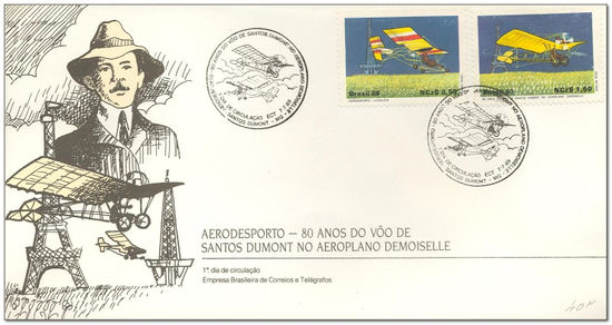 Brazil 1989 Aerosports and the 80th Anniversary of the Santos Dumont's Flight fdc.jpg