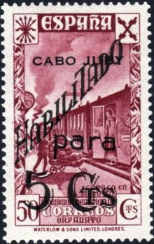 Cape Juby 1941 Spanish Postal Tax Stamps - Postal History - Surcharged and Overprinted "CABO JUBY" 5c on 50c.jpg