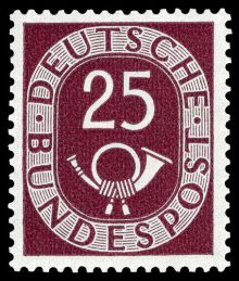 Germany-West 1951 - 1952 Definitives - Numerals & Posthorn 25pf.jpg