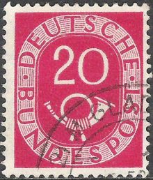 Germany-West 1951 - 1952 Definitives - Numerals & Posthorn 20pf.jpg
