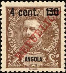 Angola 1919 Definitives - Overprinted 4c on 130r.jpg