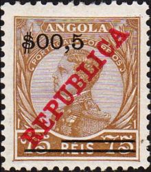 Angola 1919 Definitives - Overprinted 5c on 75r.jpg