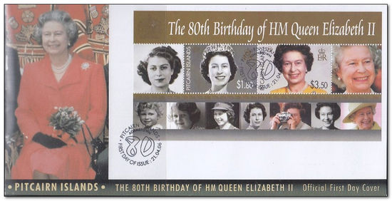 Pitcairn Islands 2006 Queen's 80th Birthday 1fdc.jpg