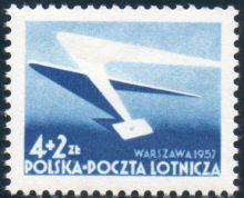 Poland 1957 Airmail - National Philatelic Exhibition in Warsaw 4zl+2.jpg