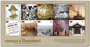 New Zealand 2016 World War I - 1916 Courage and Commitment ms.jpg