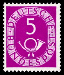 Germany-West 1951 - 1952 Definitives - Numerals & Posthorn 5pf.jpg