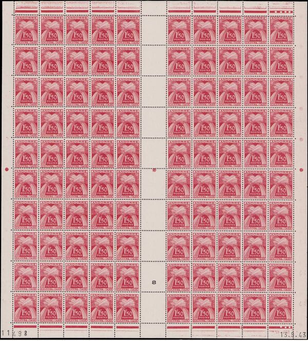 Andorra - French 1943 - Postage Due Stamps Sht150.jpg