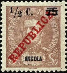 Angola 1919 Definitives - Overprinted ½c on 75r Purple.jpg