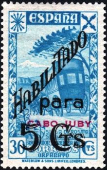 Cape Juby 1941 Spanish Postal Tax Stamps - Postal History - Surcharged and Overprinted "CABO JUBY" 5c on 30c.jpg