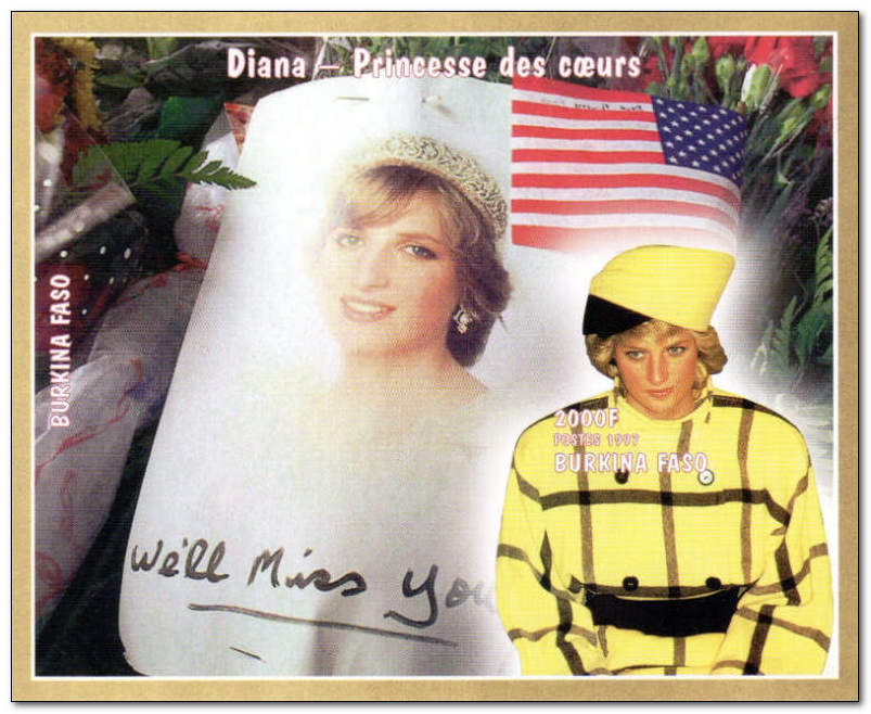 Burkina Faso 1998 Princess Diana's First Death Anniversary 5ms.jpg