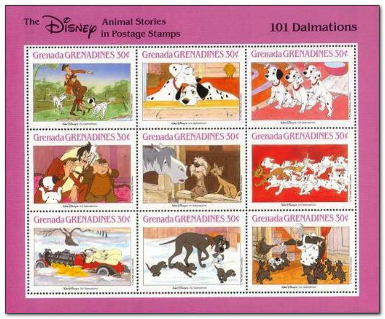 Grenadines of Grenada 1988 Disney Animal Cartoon Films 6slt.jpg