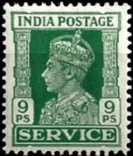 India 1939 Official Stamps - King George VI 9p.jpg