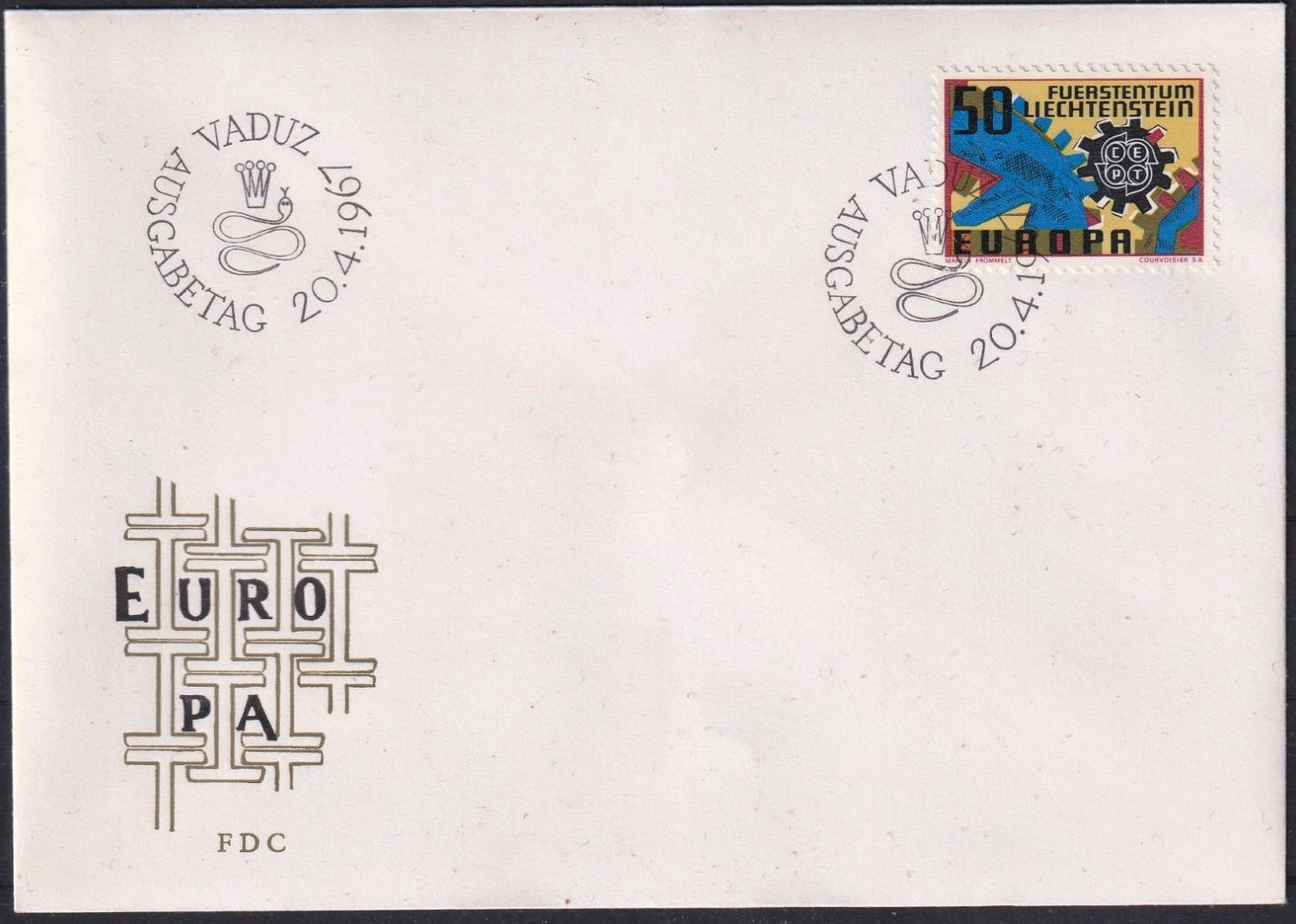 Liechtenstein 1967 Europa fdc.jpg