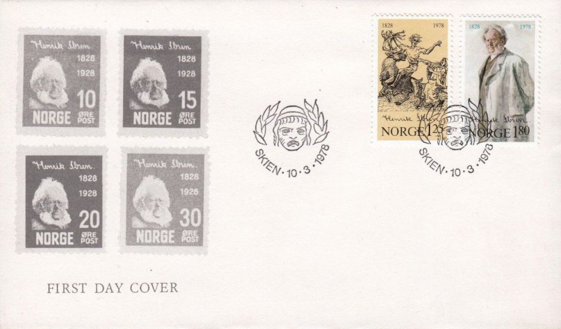 Norway 1978 Henrik Ibsen 150th Birth Anniversary fdc.jpg