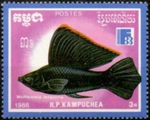 Kampuchea 1988 Stamp Exhibition "Finlandia '88" - Aquarium Fish 3r.jpg