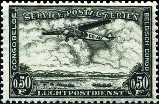 Belgian Congo 1934 Airmail -Landscapes and Aircraft 50c.jpg