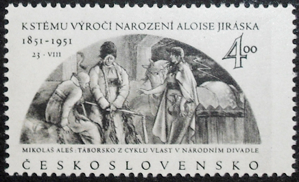Czechoslovakia 1951 Birth Centenary of Alois Jirasek 4Kr.jpg