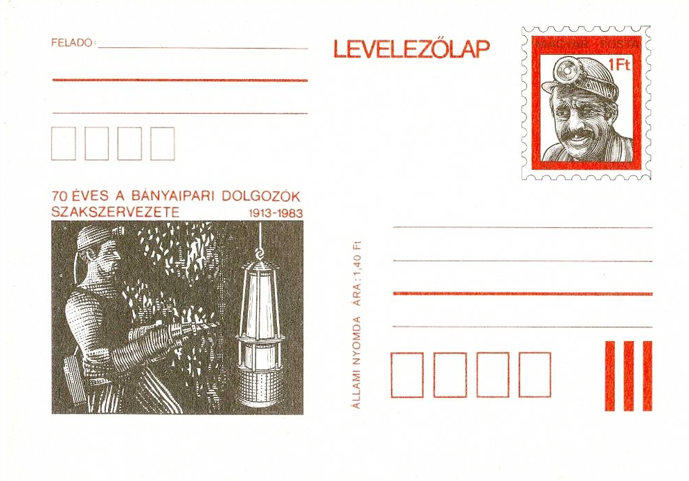 Hungary PS 1983 70 Years Miners Union card.jpg