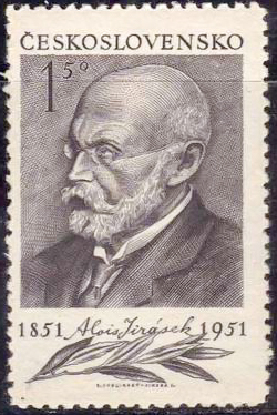 Czechoslovakia 1951 Birth Centenary of Alois Jirasek 1Kr50.jpg