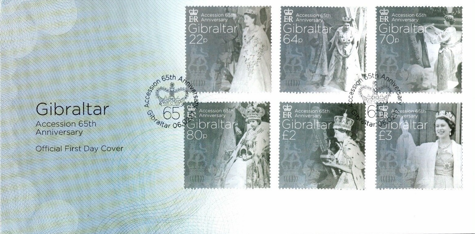 Gibraltar 2017 65th Anniversary of Queen Elizabeth II Accession fdc.jpg