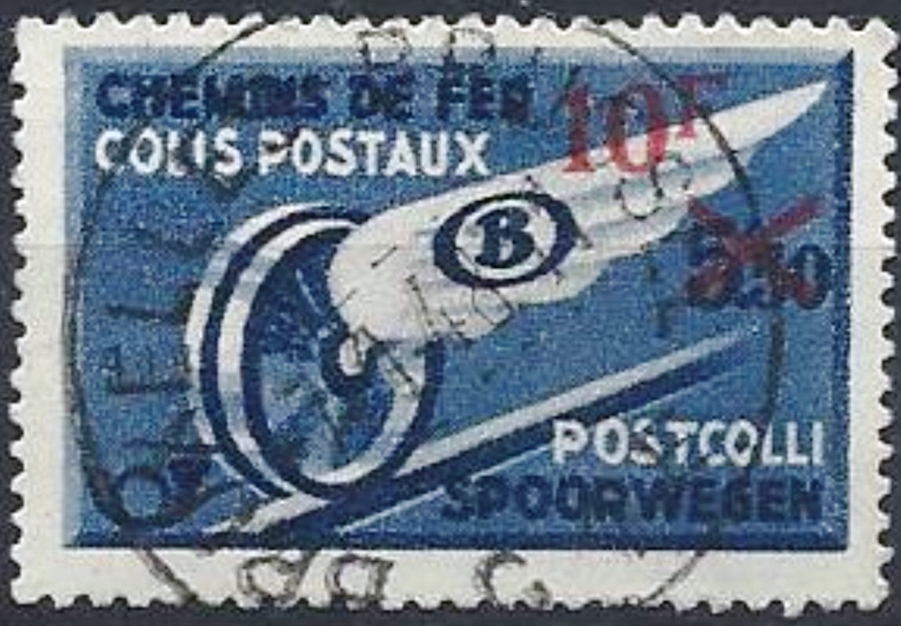Belgium 1946 Winged Wheel Surcharged - Railway Parcel Stamps f.jpg