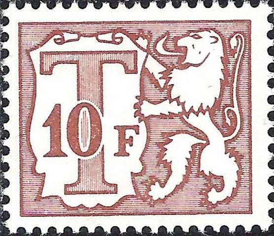 Belgium 1985 - 1988 Heraldic Lion - Small Digit - Postage Due Stamps 10Ft.jpg