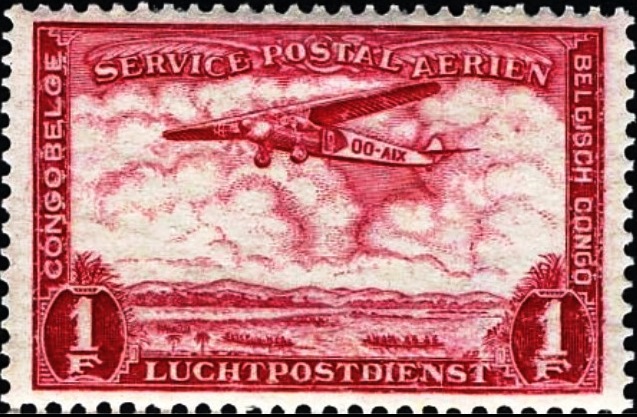 Belgian Congo 1934 Airmail -Landscapes and Aircraft 1F.jpg