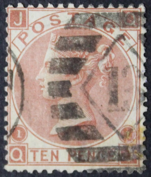 1867 10d Red-brown Plate 1 Large White Corner Letters QJ.jpg