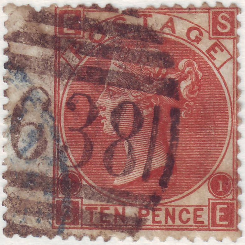 1867 10d Red-brown Plate 1 Large White Corner Letters SE.jpg