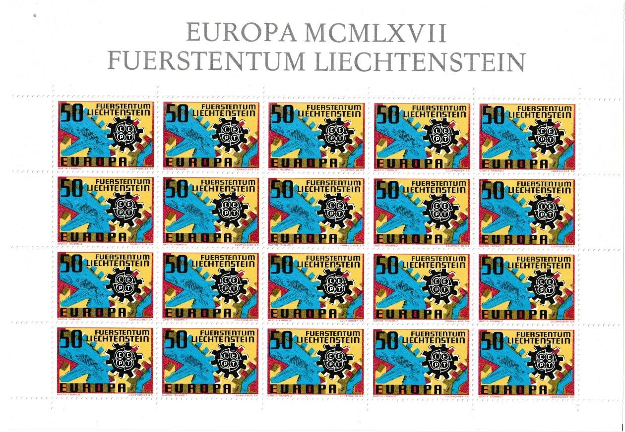 Liechtenstein 1967 Europa SHT.jpg