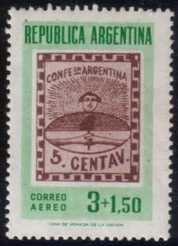 Argentina 1958 Confederation Stamp Centenary 3+150.jpg