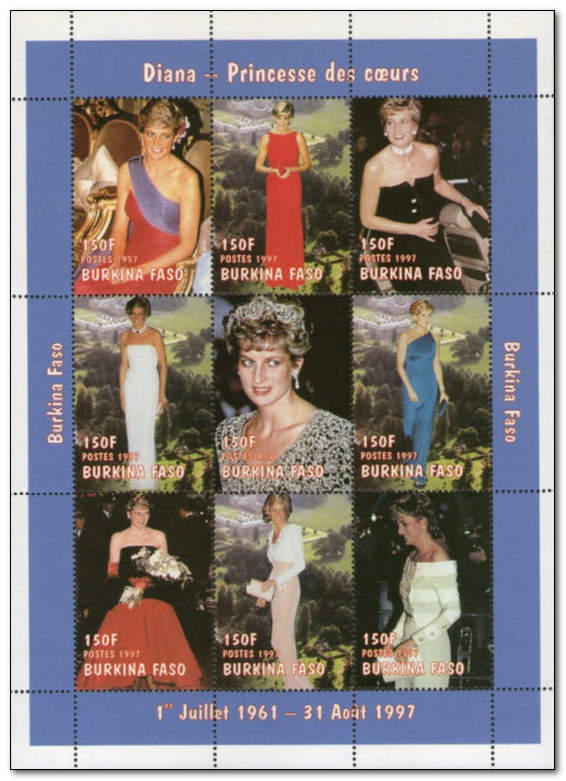 Burkina Faso 1998 Princess Diana's First Death Anniversary ms.jpg