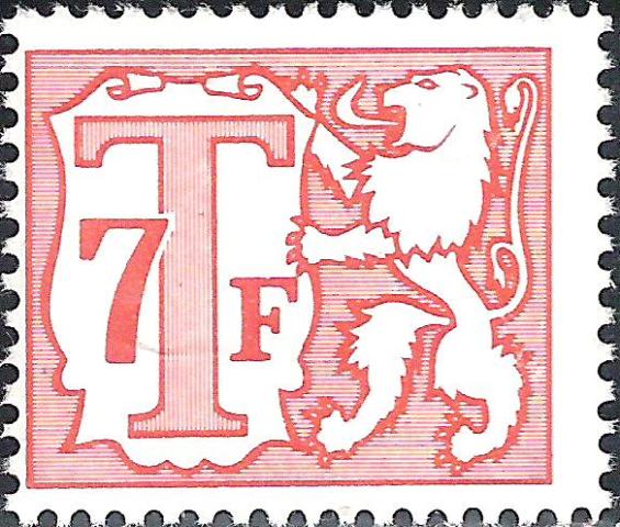Belgium 1985 - 1988 Heraldic Lion - Small Digit - Postage Due Stamps 7Fp.jpg