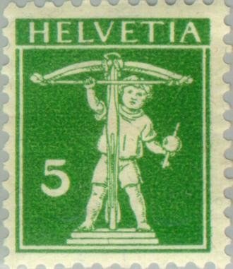 Switzerland 1909 - 1911 Definitives - Wilhelm Tell's Son 5c.jpg