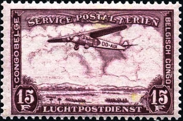 Belgian Congo 1934 Airmail -Landscapes and Aircraft 15F.jpg
