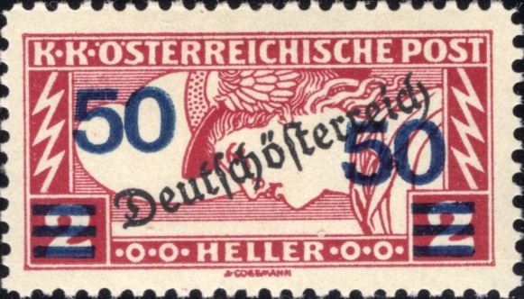 Austria 1921 Express Stamp with blue overprint f-Mi-254-A.jpg