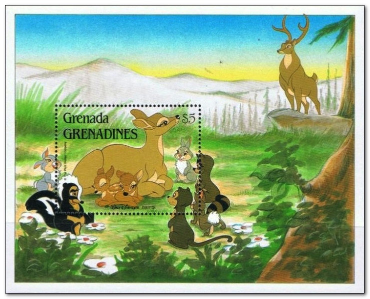 Grenadines of Grenada 1988 Disney Animal Cartoon Films 1ms.jpg
