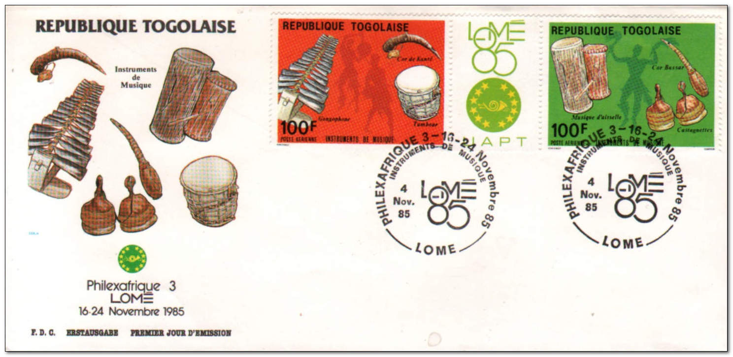 Togo 1985 Philexafrique Stamp Exhibition- series 2 and 3 fdc.jpg