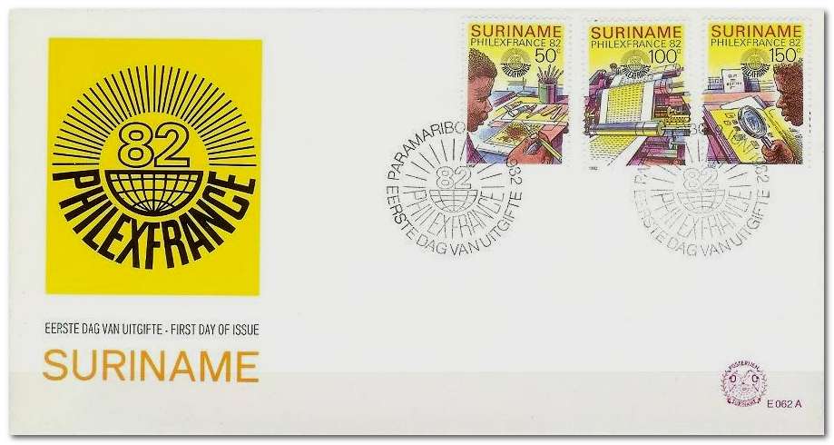Surinam 1982 Philexfrance '82 - Stamp Exhibition FDC.jpg
