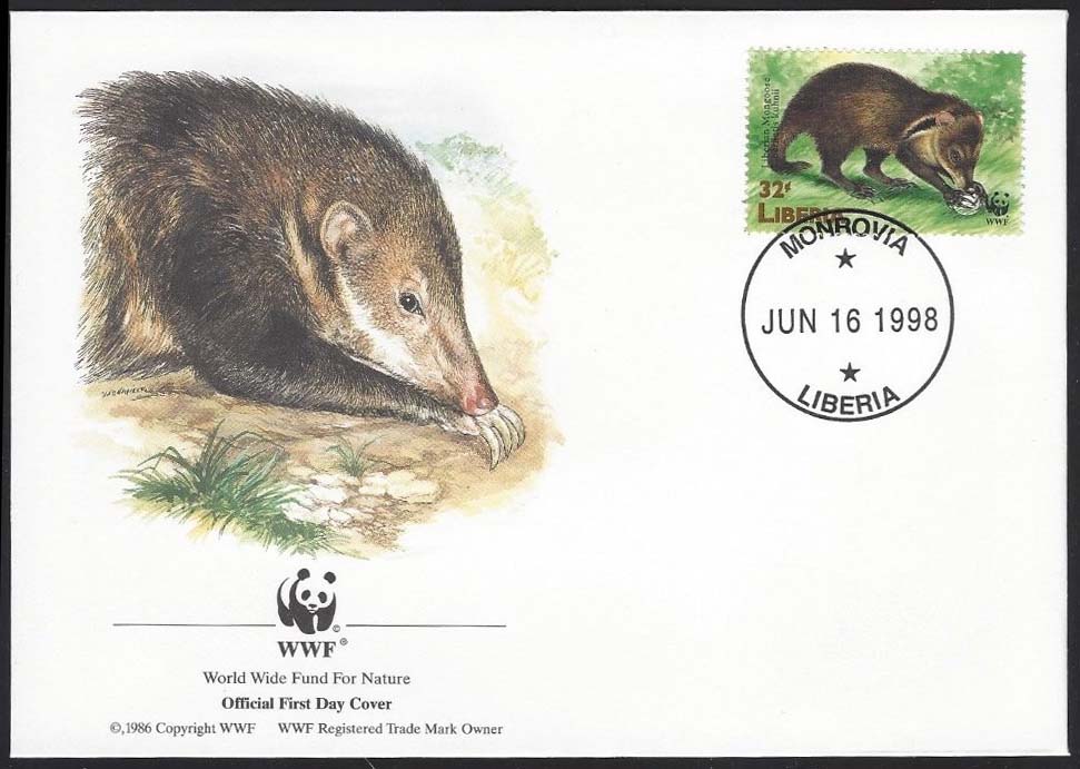 Liberia 1998 Liberian Mongoose World Wildlife Fund WWF b1.jpg