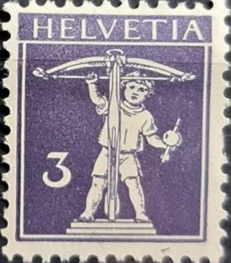 Switzerland 1909 - 1911 Definitives - Wilhelm Tell's Son 3cAu.jpg