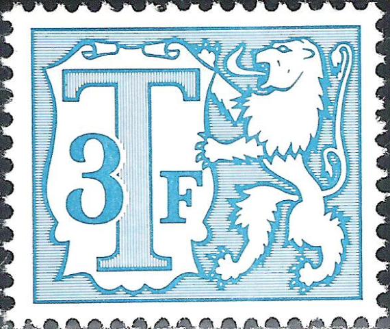 Belgium 1985 - 1988 Heraldic Lion - Small Digit - Postage Due Stamps 3Fp.jpg