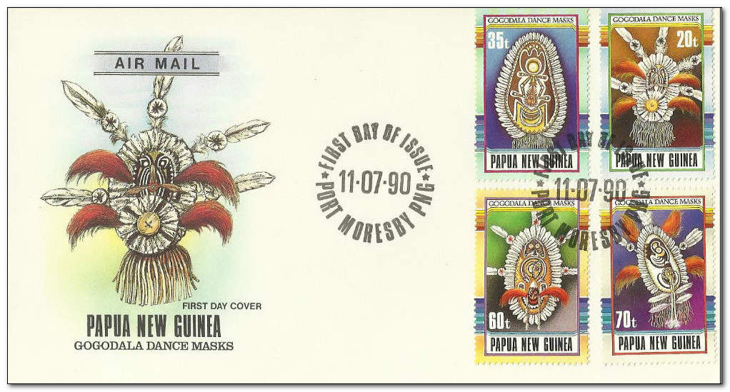Papua New Guinea 1990 Gogodala Dance Masks fdc.jpg