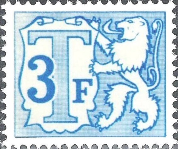 Belgium 1985 - 1988 Heraldic Lion - Small Digit - Postage Due Stamps 3F.jpg