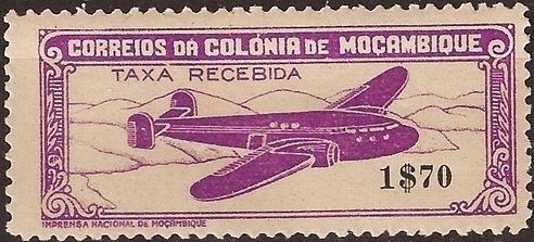 Mozambique 1946 Airmail - Plane & "TAXA RECEBIDA" c.jpg