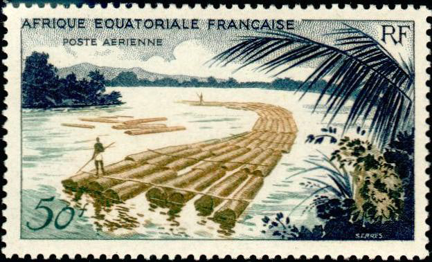 French Equatorial Africa 1955 Airmails - Local Motifs 50f.jpg