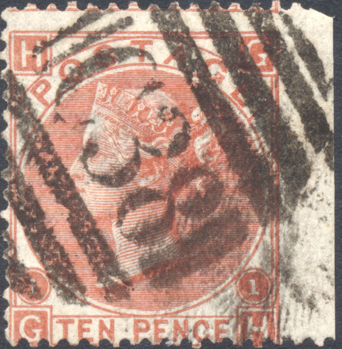 1867 10d Red-brown Plate 1 Large White Corner Letters GH.jpg