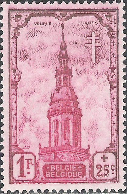 Belgium 1939 Anti Tuberculosis - Belfries 1F+25c.jpg